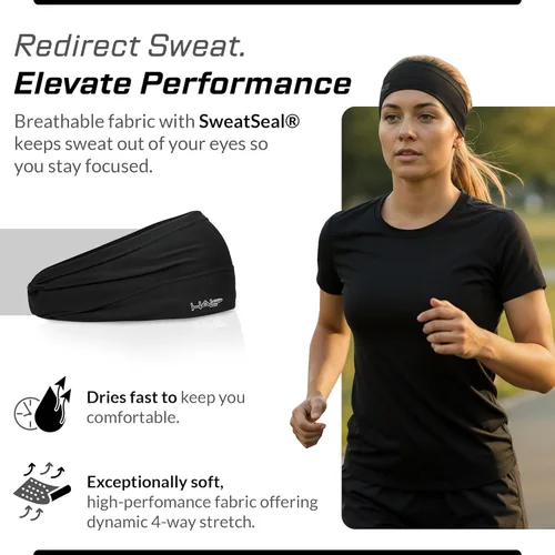 Vista 2 de Halo Headband Bandit - 4" Wide Pullover Sweatband for Both Women and Men