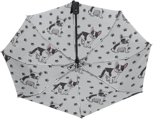 Vista 4 de Naanle Little Unicorn Mermaid Cloud Rainbow Auto Open Close - Paraguas plegable de viaje
