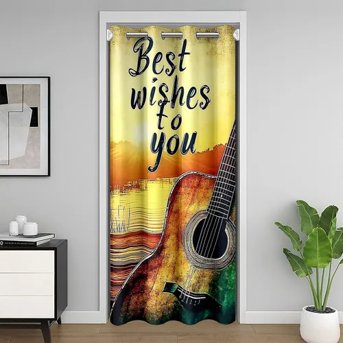 Vista 25 de Castle Fairy Cowboy Boots Door Curtain for Doorways Privacy Bohemia Musical Guitar Doorway Curtain Western Rustic Cowgirl All Season Blackout