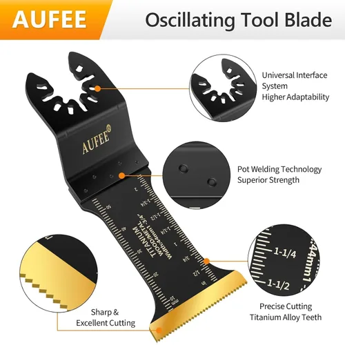 Vista 4 de 30 cuchillas multiherramienta de titanio, kit de metal de hoja de sierra oscilante universal para metal, clavos, madera, plástico, hojas de sierra
