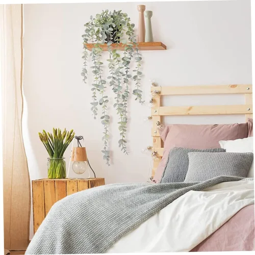 Vista 2 de Gcroet Plantas colgantes artificiales, decoración de hiedra falsa para interiores y exteriores, plantas falsas en maceta, hojas verdes falsas