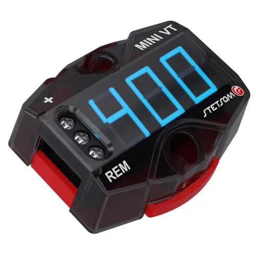 Vista 2 de Stetsom MiniVT-HV - Pantalla digital Mini voltímetro LED azul de alta precisión, hasta 455 V CC, panel de voltaje de batería de automóvil