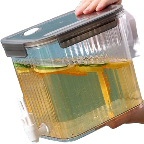 Vista 7 de Dispensador de bebidas de 2.5 litros con espita, dispensador de bebidas de 0.66 galones, contenedor de bebidas frías para jugo helado de leche