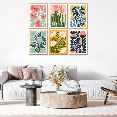 Vista 5 de Paquete de 6 kits de arte de diamantes para adultos con flores, kit de pintura de diamante 5D para principiantes, floral, redondo completo, puntos