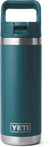 Vista 11 de YETI Rambler Botella de 18 onzas, aislada al vacío, de acero inoxidable con tapa de popote a juego de colores, rojo rescate