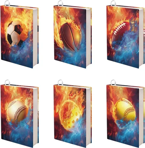 Vista 49 de Rnyleeg Paquete de 6 fundas protectoras de libros de bolsillo para niños, con temática deportiva, elástica, para amantes de los libros, estudiantes