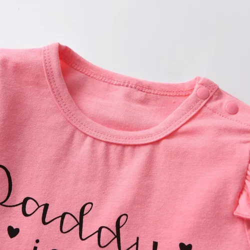 Vista 2 de Derouetkia Conjunto de 3 piezas para bebé niña, camiseta y pantalones con diadema