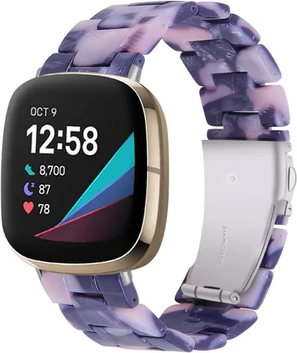 Vista 21 de Correa de reloj de resina compatible con Fitbit Versa 4/Sense 2/Versa 3/Sense 1, pulsera brazalete de moda ligera y ajustable de repuesto