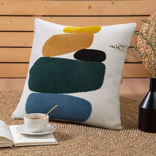 Vista 18 de JASEN Funda de almohada bordada de gato de 18 x 18 pulgadas, funda de almohada decorativa de algodón para sofá, dormitorio, sala de estar, casa