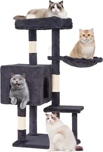 Vista 27 de FDW Torre de árbol para gatos de 54 pulgadas Ceniciento Centro de Ashy