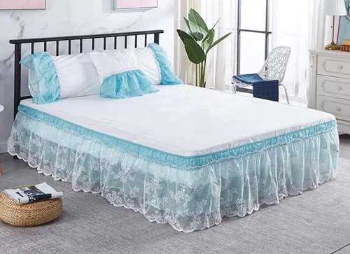 Vista 3 de Falda de cama de encaje envolvente Falda de cama con volantes Cubierta de polvo Funda de cama con volantes