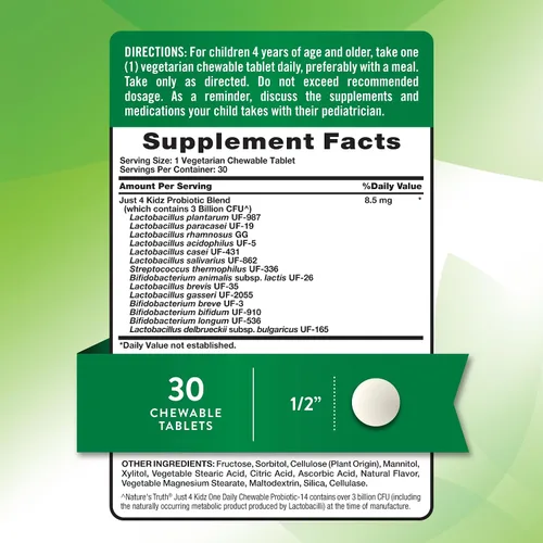 Vista 2 de Nature's Truth Probióticos para niños 30 tabletas masticables 3 mil