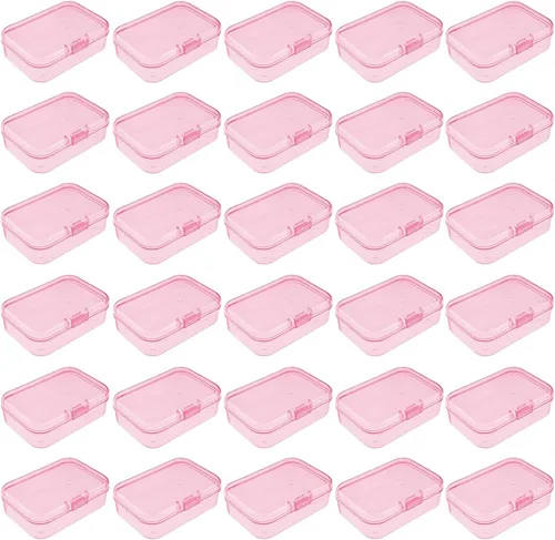 Vista 17 de 12 cajas de plástico rectangulares de plástico, contenedores organizadores vacíos con tapas con bisagras para objetos pequeños y otros proyectos