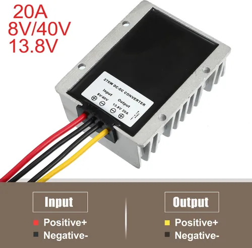 Vista 2 de X AUTOHAUX 8V/40V a 13.8V 20A Reductor Automático Buck Boost Step Down Up Regulador Modulador Transformador Universal para Carritos de Golf Scooters