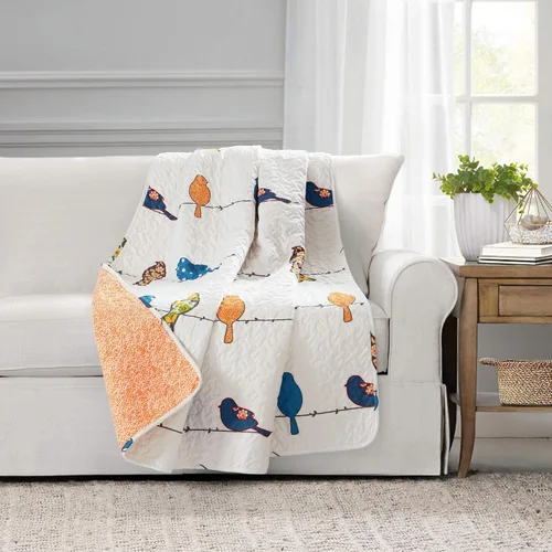 Vista 10 de Lush Decor Rowley Birds - Manta reversible de 50 pulgadas de ancho x 60 pulgadas de largo, manta múltiple para cama, manta de sofá, manta de granja