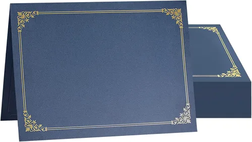 Vista 9 de Portacertificados SUNEE (Azul Marino, 30 paquetes), cubiertas de diploma con borde de papel dorado, para certificados de tamaño carta 8.5x11