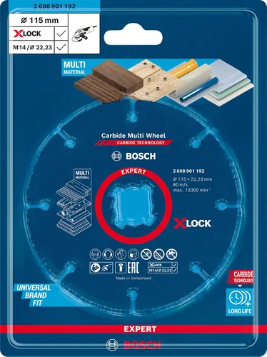 Vista 2 de Bosch Profesional 1x Expert Carburo Multi Rueda X-LOCK Disco de corte (para madera dura, Ø 4.528 in, accesorios amoladora angular pequeña)