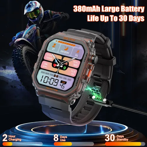 Vista 6 de Relojes inteligentes militares con GPS integrado, más de 100 modos deportivos para hombres, reloj inteligente para teléfonos Android y iPhone