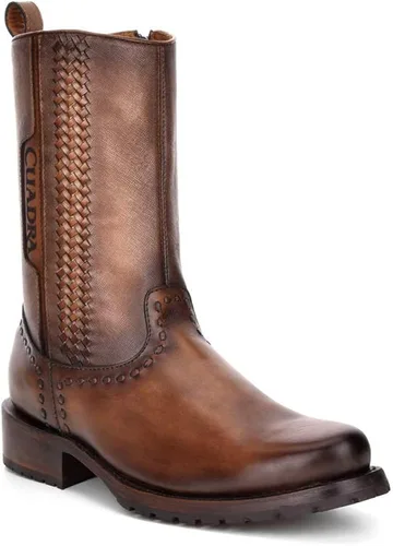 Vista 2 de Bota Hombre Cuadra en Piel Genuina con Cremallera Marrón