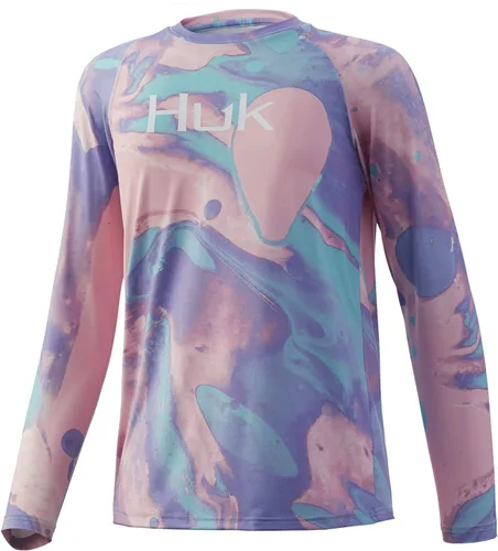 Vista 32 de HUK Camisa unisex de camuflaje Pursuit para niños Camisa de manga larga para niños Sotavento de roble musgoso