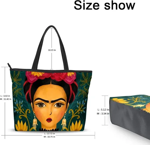 Vista 4 de DIOLPOM Bolso de mano para mujer, bolso de hombro de arte de México, bolsos con asa superior para escuela, trabajo, viajes, gimnasio, compras, Arte