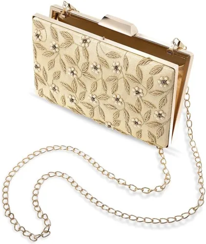 Vista 3 de Aheli Bolsos de mano indios para mujer, bolsos de noche hechos a mano para boda, fiesta nupcial