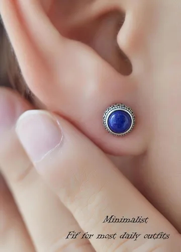 Vista 54 de Aretes de plata de ley con piedra natal de cristal real, joyería para mujer, moda occidental 925, envejecida, bohemia, hecha a mano, el mejor regalo