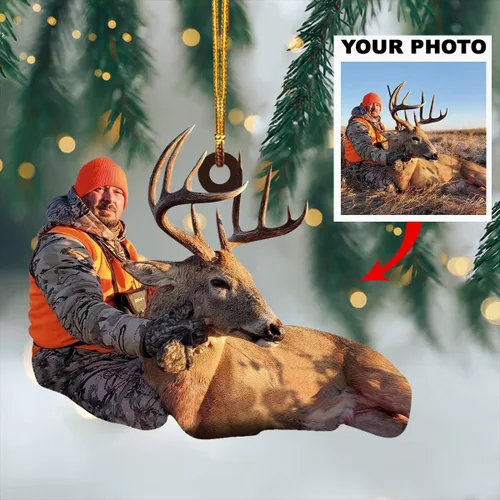 Vista 2 de Personaliza tu adorno fotográfico, adorno de mica con foto personalizada, adorno fotográfico, regalo para Navidad familiar 2024