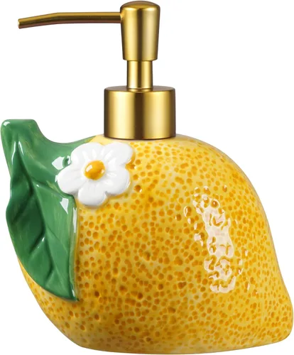 Vista 9 de RQYIXI Dispensador de jabón de cerámica de mariquita de 17 onzas con bomba de ABS, dispensador de jabón líquido recargable para loción, gel de baño