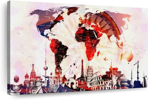 Vista 12 de ElephantStock Lienzo antiguo con mapa del mundo, 1 panel, decoración de mapa, decoración de pared impresa, mapas del mundo de arte digital para Mapa