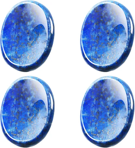 Vista 10 de Roowest 4 piedras de preocupación para el pulgar para la ansiedad, cristal natural, piedras curativas, chakras, amatista, ojo de tigre, cuarzo