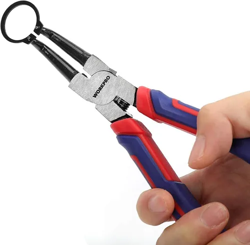 Vista 8 de WORKPRO Juego de 4 alicates de anillo a presión – Kit de alicates de clip para circuito interno/externo de 7 pulgadas