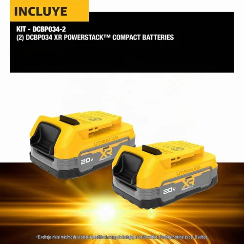 Vista 4 de DEWALT Paquete de 2 baterías de iones de litio POWERSTACK de 20 V MAX (DCBP034-2)