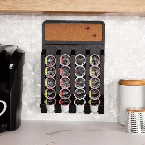 Vista 6 de Mind Reader despachador de cápsulas de café para montar en pared o en el refrigerador negro con parte superior de corcho, ninguno , Negro