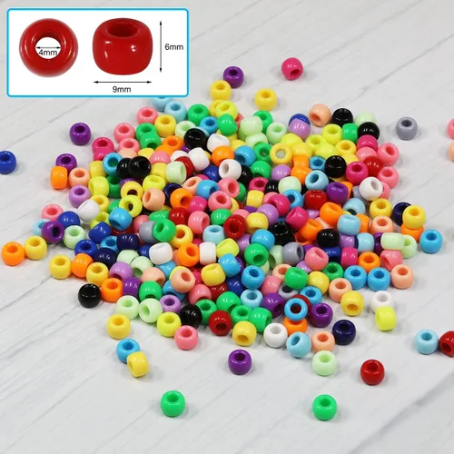 Vista 3 de Cuentas de poni mixtas de colores para hacer pulseras de amistad, tamaño 0.236x0.354 in, 1000pcs