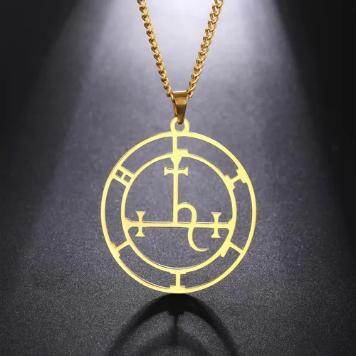 Vista 15 de EUEAVAN Sigil of Lilith Collar para mujeres y hombres Hécate gótico Lilith Diosa Sigil colgante Lucifer Signo mitología pagana joyería regalo
