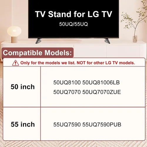 Vista 2 de Soporte de TV de 50 55 pulgadas 50UQ/55UQ Series para LG TV Legs para 50UQ8100 50UQ81006LB 50UQ7070 50UQ7070ZUE 55UQ7590 55UQ7590PUB MAM643660 patas