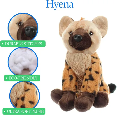Vista 8 de The Petting Zoo Hyena - Animal de peluche, regalos para niños, animales salvajes del zoológico Onez, juguete de peluche de hiena de 12 pulgadas