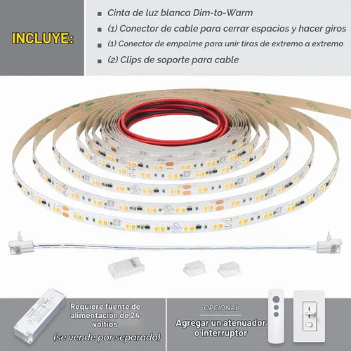 Vista 2 de Armacost Lighting RibbonFlex Pro 185250 - Cinta de luz LED blanca de 24 V, atenuada a cálida, 32 pies (32.8 ft)