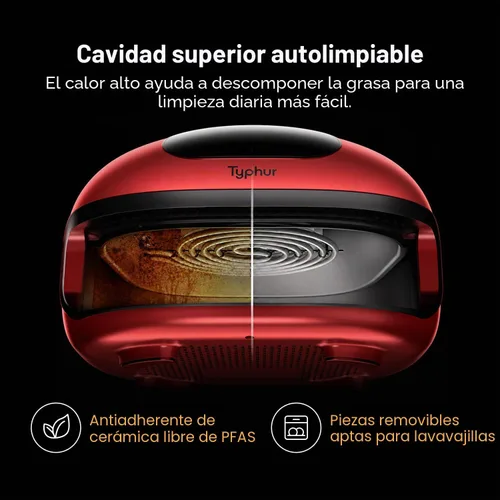 Vista 7 de Typhur Dome 2 Large AI Smart Air Fryer, 15-in-1 Dual Heating, Self-Cleaning Red