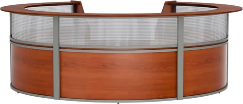 Vista 31 de Linea Italia Oficina curvada, transparente, fácil de montar, mostrador de recepción de 3 paneles para vestíbulo, salón, 142 x 71 pulgadas