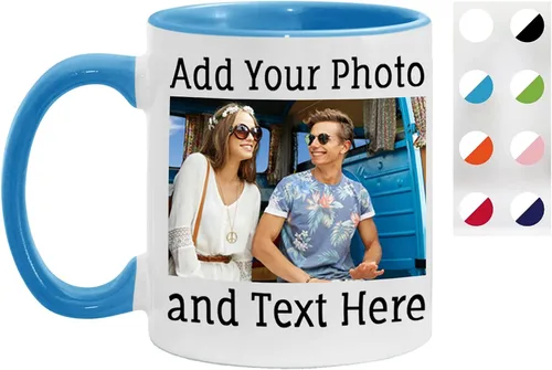 Vista 12 de Taza de café personalizada, taza de café personalizada, taza de cerámica negra de 11 onzas con texto o logotipo, regalo personalizado de doble cara