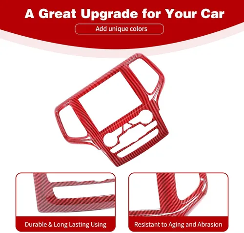 Vista 5 de Cubierta para panel de navegación con bisel central para Grand Cherokee Center Dash compatible con Jeep Grand Cherokee 2019 2020, accesorios Rojo