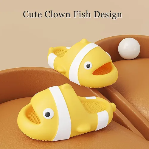 Vista 6 de Jerzmy Cute Clown Fish Cloud Slides for Boy Girl Kids Toddler, Soft Novelty Funny Animals House Slippers Non-Slip Beach Shoes for Indoor Outdoor