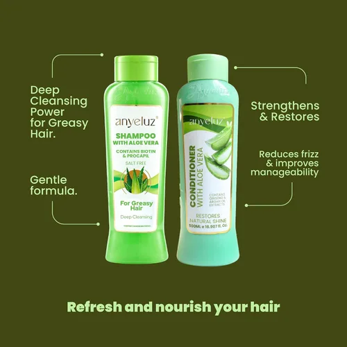 Vista 7 de ANYELUZ Juego de champú y acondicionador de aloe vera, con biotina, proporciona fuerza y vitalidad a tu cabello, elimina el exceso de aceite