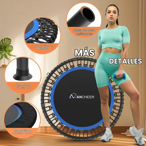 Vista 7 de ANCHEER Minitrampolín plegable de 40"/48", carga máxima de 450 libras/550 libras para interiores, con mango de espuma ajustable de 4 niveles