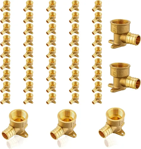 Vista 18 de PEX Fittings, 1/2" PEX x 1/2" hembra NPT Drop Ear Elbow Accesorios de engarce de latón PEX, para fontanería de tubería PEX, ASTM F1807
