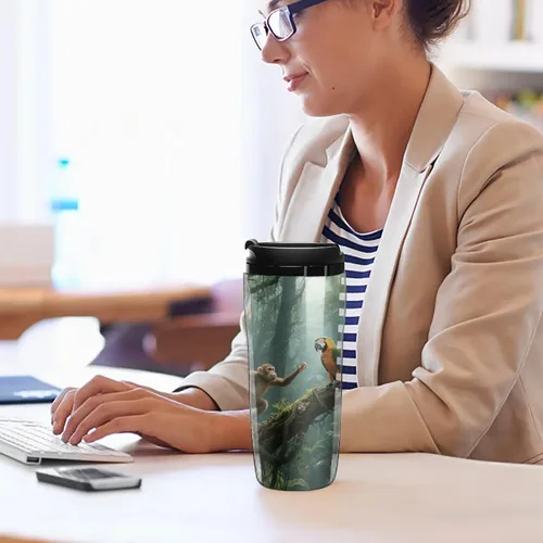 Vista 7 de Mysterious Tropical Rainforest - Vaso de viaje aislado reutilizable a prueba de fugas con tapa, taza de café de plástico a prueba de derrames