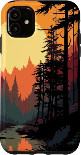 Vista 5 de Funda para iPhone 14 Forest And Nature Pine Tree Sun para mujeres y hombres