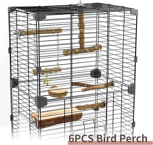 Vista 11 de Perchas para Pájaros, 6 piezas Ramas de Soporte de Madera Natural para Pájaros, Palo de Percha para Pájaros para Masticar, Accesorios de Jaula